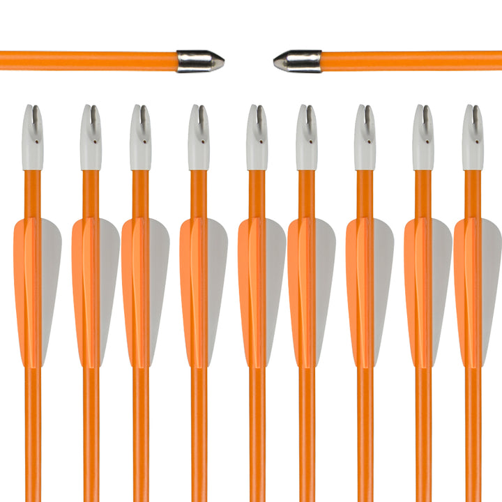12x 27" OD 7 mm oranje schacht glasvezelpijlen voor kinderen met vaste punten