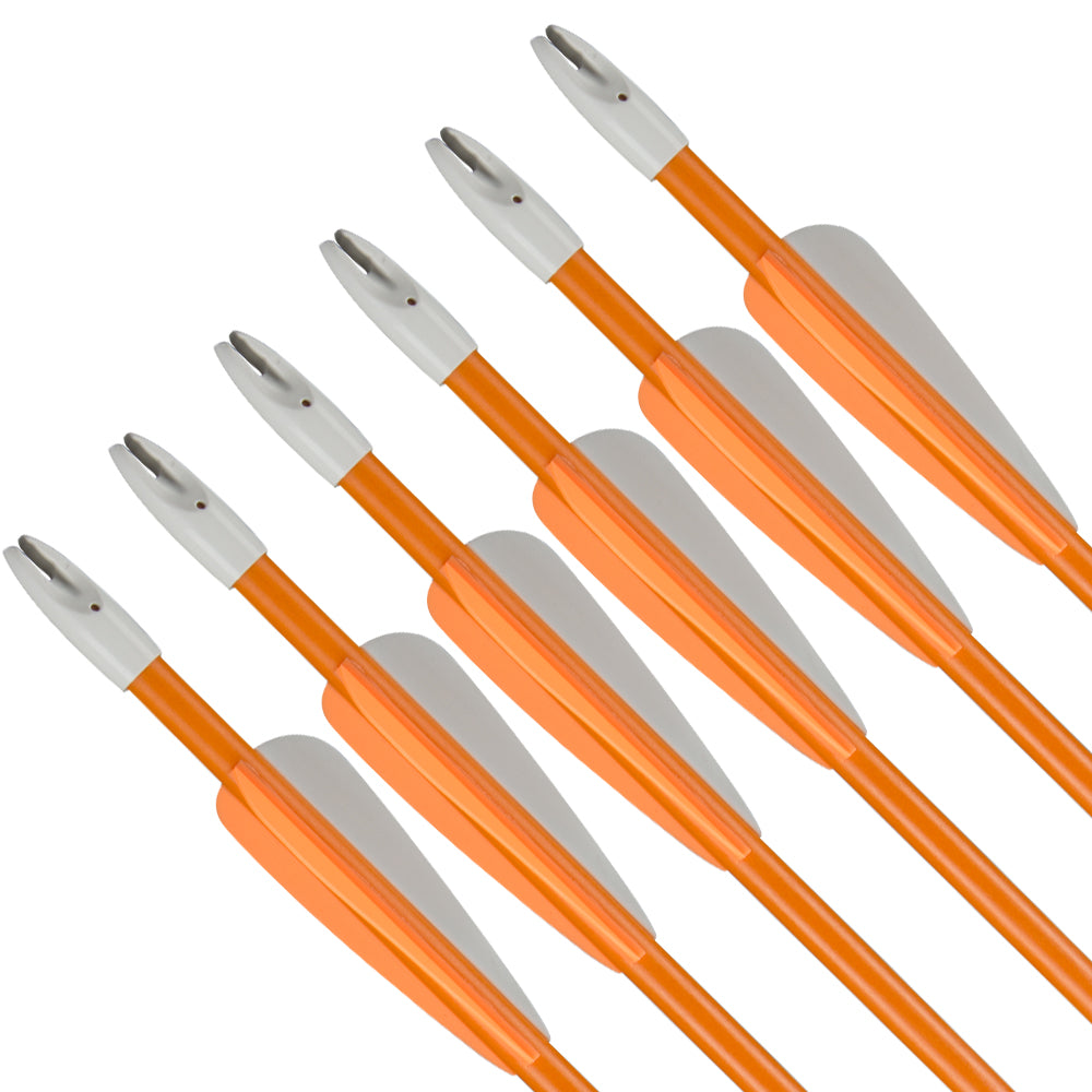 12x 27" OD 7 mm oranje schacht glasvezelpijlen voor kinderen met vaste punten