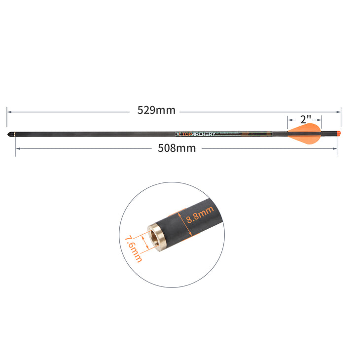 TopArchery 12er 20" Pure Carbon Armbrust Pfeil für Zielschießen, Jagd