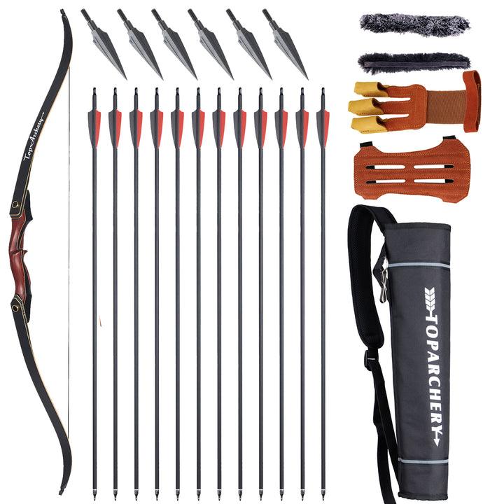 60 zoll Recurvebogen set für 3D-Waldbogenschießen – Pfeil und Bogen für Erwachsene