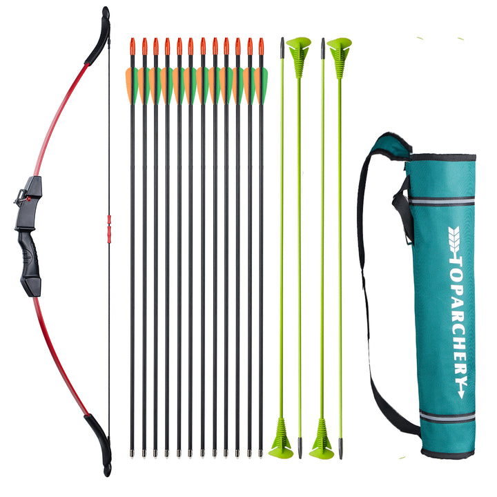Pfeil und Bogen Set für Junior Jagd Anfänger Bogen Recurve Bogenschießen Langbogen Outdoor Kit 15LB für Kinder Teenager