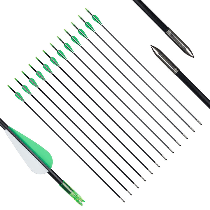 12 Stück pfeile für Recurvebogen, 31 Zoll Fiberglaspfeil