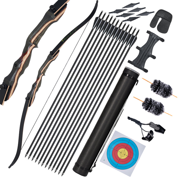 62 zoll  Recurvebogen und pfeil set，toller Einsteigerbogen mit Bogenschießzubehör 20-50 lbs