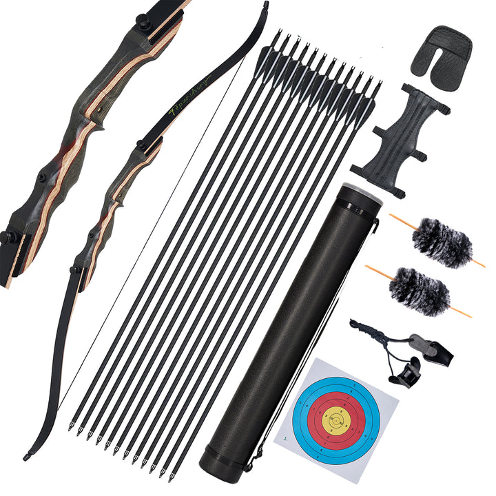 62 zoll  Recurvebogen und pfeil set，toller Einsteigerbogen mit Bogenschießzubehör 20-50 lbs