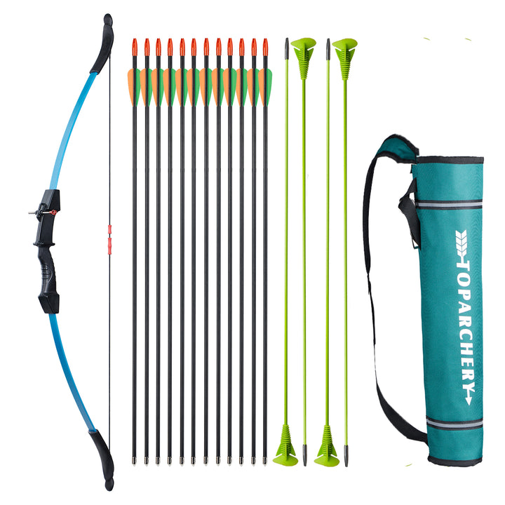 Pfeil und Bogen Set für Junior Jagd Anfänger Bogen Recurve Bogenschießen Langbogen Outdoor Kit 15LB für Kinder Teenager