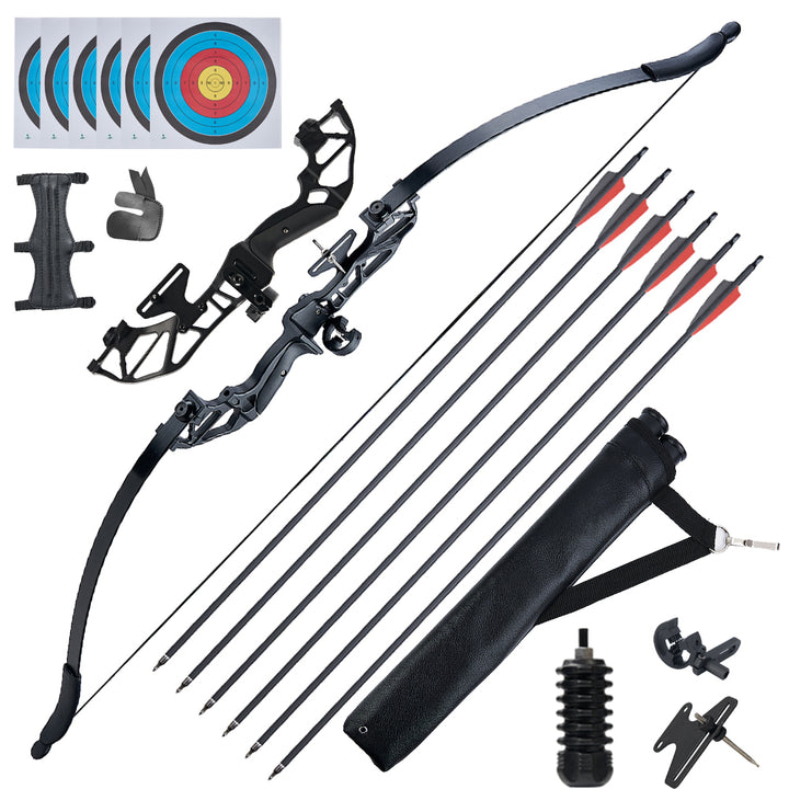 Pfeil und Bogen Set Erwachsene 30/40/55 lbs Recurvebogen Kit 52"  Sportbogen mit Zubehör Metall Riser Jagdbogen für Rechtshänder Anfänger