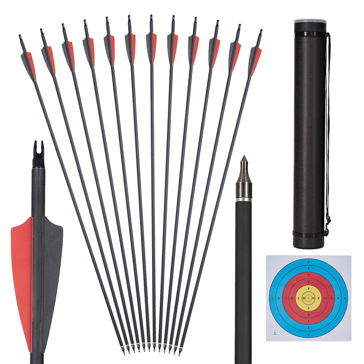 TopArchery carbonpfeile set 12×31.5" pfeile with Quiver and Zielbogen