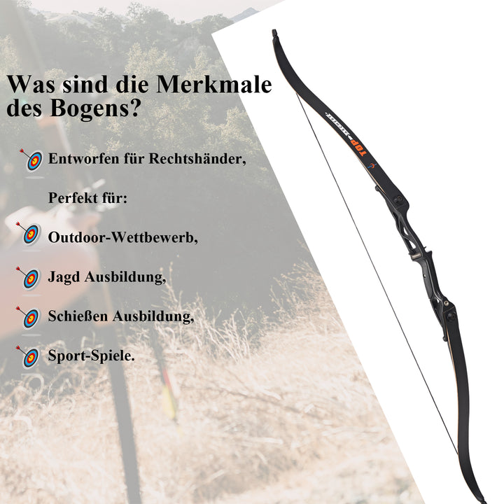 TopArchery 56" Recurvebogen Set für Erwachsene mit Bogenschießzubehör