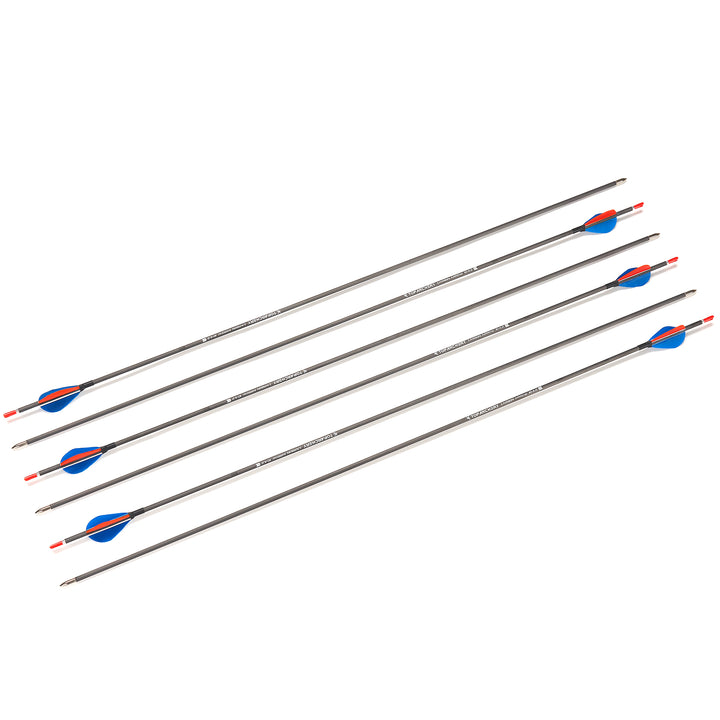 Huntingdoor 6x 32“ ID 4.2mm Slim Carbon Pfeilspitze mit Turkey Feather 500/700/900 Blau/Orange Für Zielübungen