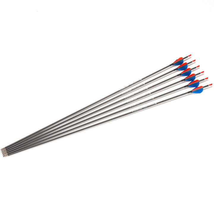 Huntingdoor 6x 32“ ID 4.2mm Slim Carbon Pfeilspitze mit Turkey Feather 500/700/900 Blau/Orange Für Zielübungen