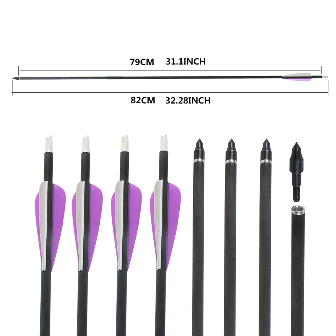 Huntingdoor 32 Zoll Pfeile für Bogenschießen 12 er Carbonpfeile Erwachsene Jagdpfeile