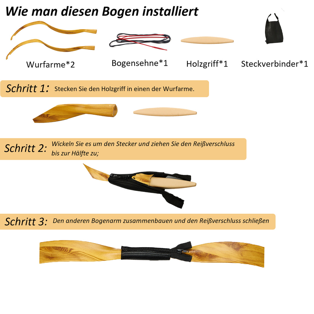 25 lbs Traditioneller Bogen, Reiterbogen-Set für Anfänger, Versand aus Deutschland