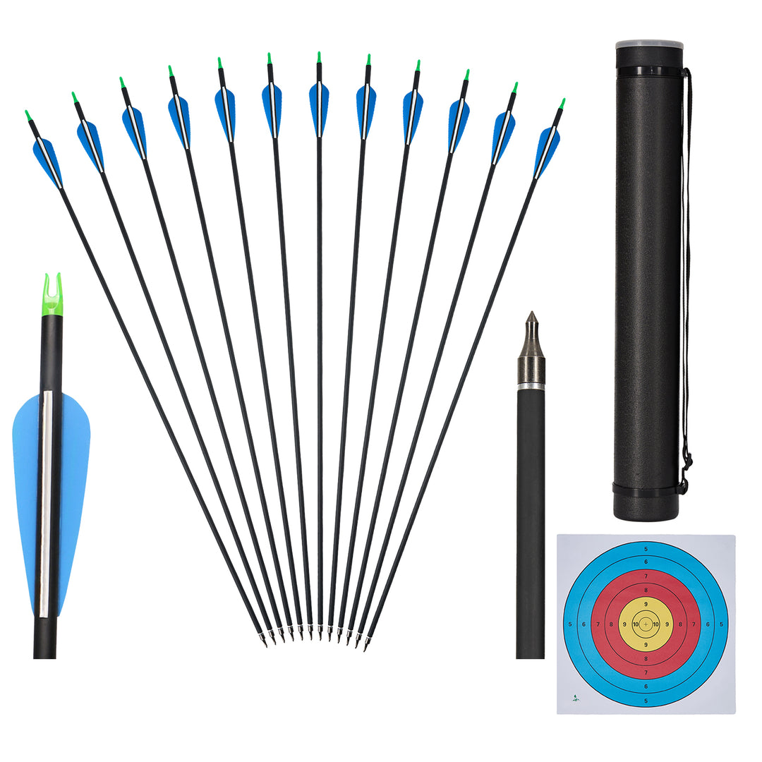 HuntingDoor 12er 30" Carbonpfeile with Quiver and Zielbogen