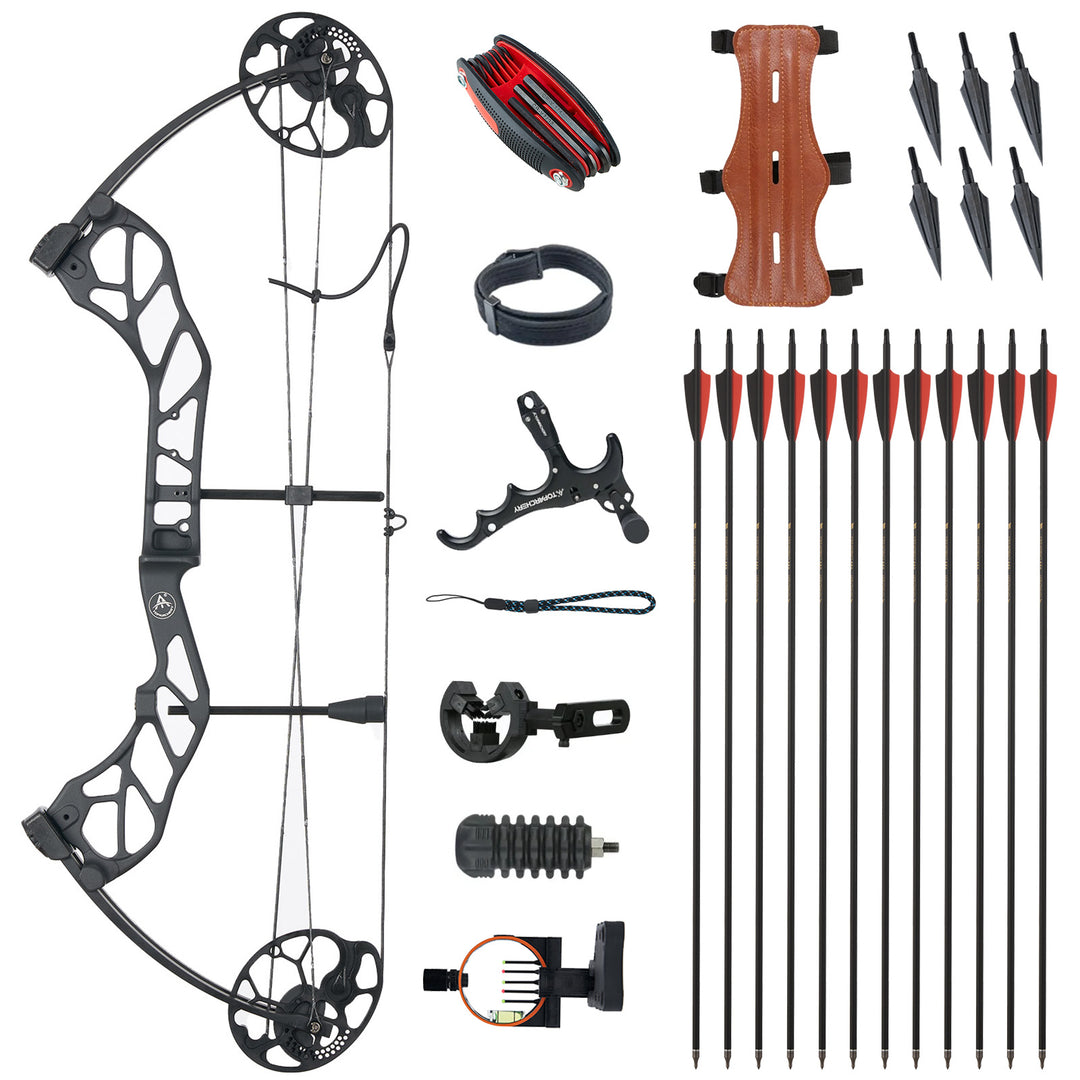 Compoundbogen und pfeile Set Bogenset für Bogenschießen Sportbogen,19-70 lbs 320fps Jagdausrüstung mit Komplettes Zubehör Kit