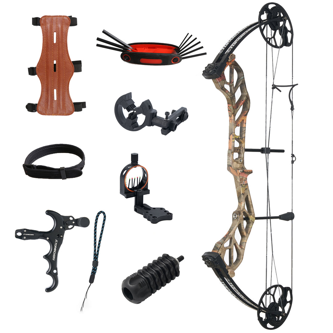 TopArchery Compoundbogenset 19-70 LBS Einstellbare Jagd Compound Bogen für Erwachsene Jugend Anfänger Outdoor-Schießen Bogenschießen Set
