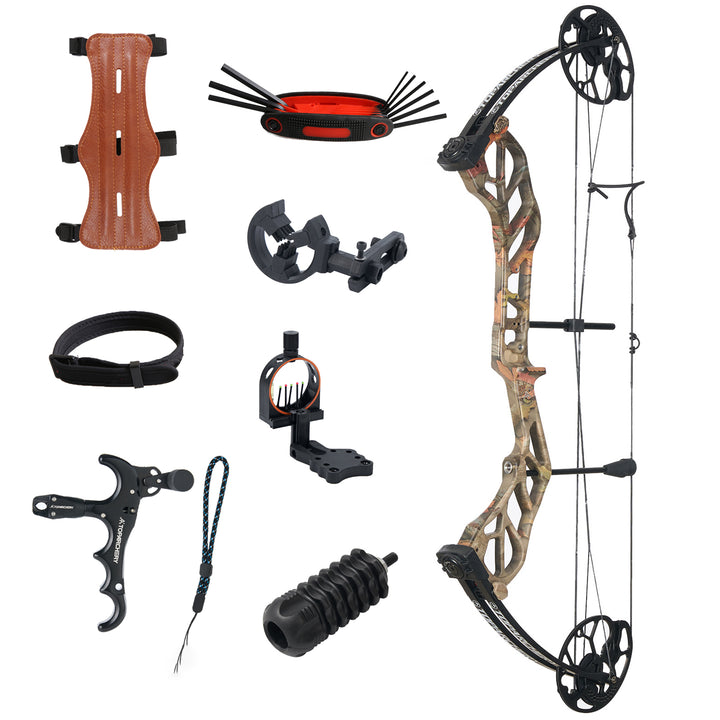 TopArchery Compoundbogenset 19-70 LBS Einstellbare Jagd Compound Bogen für Erwachsene Jugend Anfänger Outdoor-Schießen Bogenschießen Set