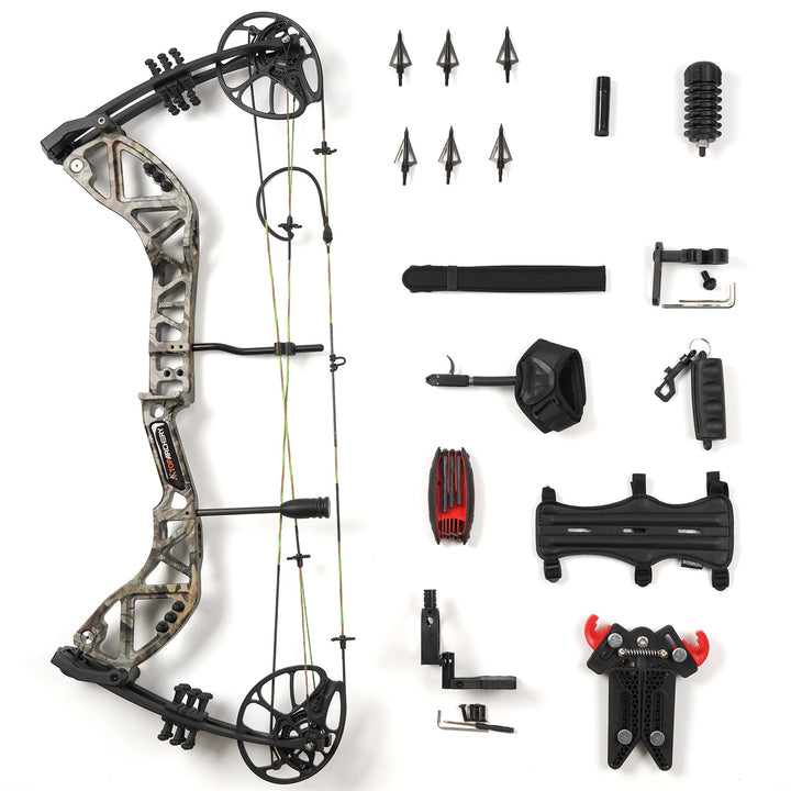T7 Compoundbogen-Set für Erwachsene, 23,5-30,5 zoll Auszugslänge, 30-70 lbs Zuggewicht, bis zu 310 FPS