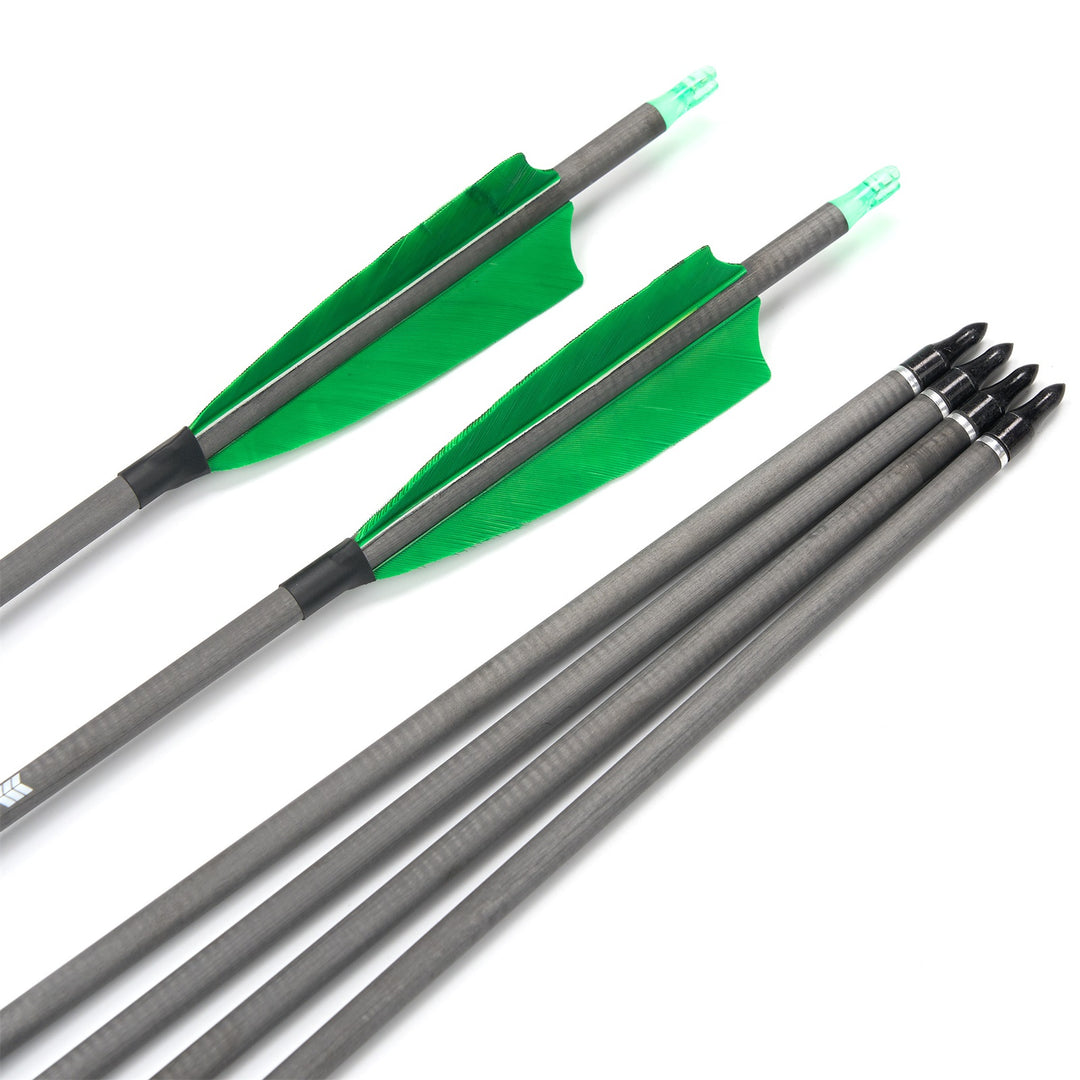 Huntingdoor 12 er 33 inch carbon pfeile für recurvebogen mit Farbenfrohe Federn