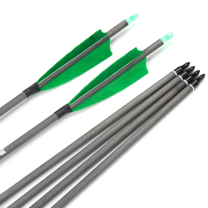 Huntingdoor 12 er 33 inch carbon pfeile für recurvebogen mit Farbenfrohe Federn