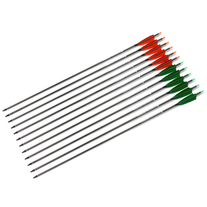 Huntingdoor 12 er 33 inch carbon pfeile für recurvebogen mit Farbenfrohe Federn