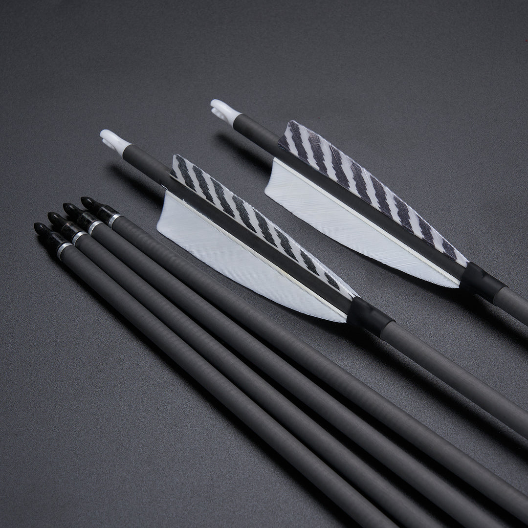 Huntingdoor 12 er 33 inch carbon pfeile für recurvebogen mit Farbenfrohe Federn