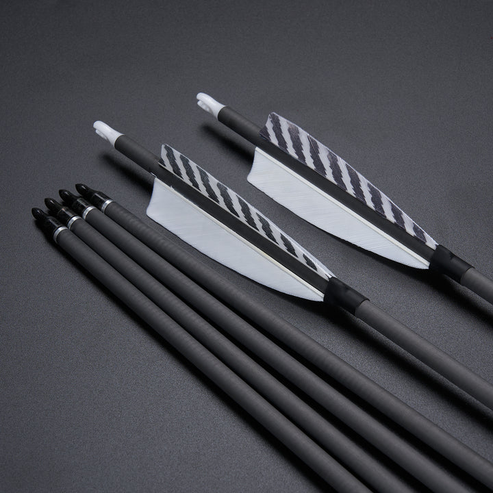 Huntingdoor 12 er 33 inch carbon pfeile für recurvebogen mit Farbenfrohe Federn