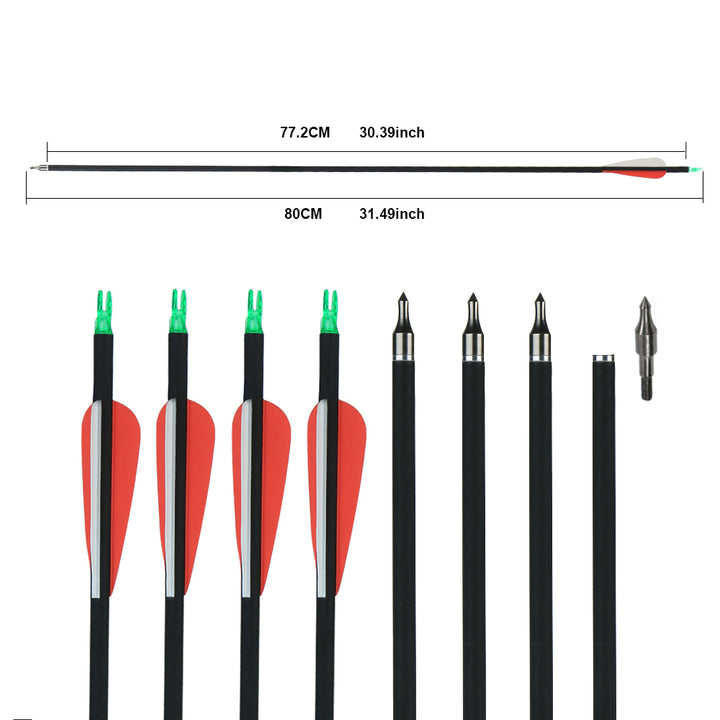 HuntingDoor Pfeile set 12er 31" Carbonpfeile with Quiver and Zielbogen