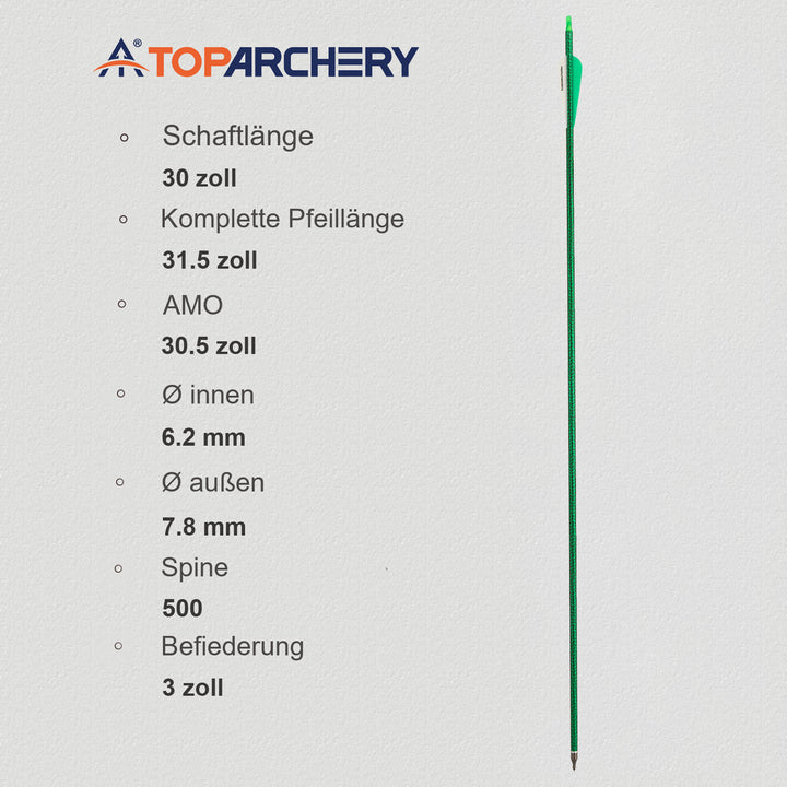 30 Zoll pfeile für Recurvebogen,compoundbow carbon pfeile mit vanes,soine 500-12 pcs