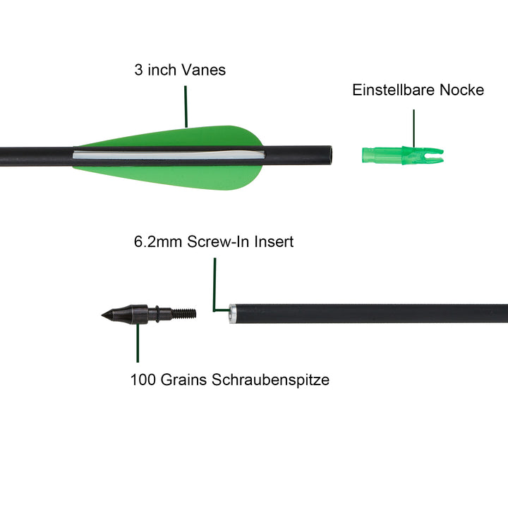 HuntingDoor 12er 31.5" Carbonpfeile with Quiver and Zielbogen