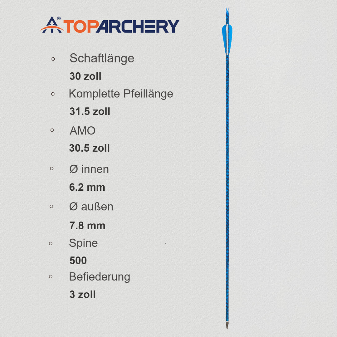 30 Zoll pfeile für Recurvebogen,compoundbow carbon pfeile mit vanes,soine 500-12 pcs