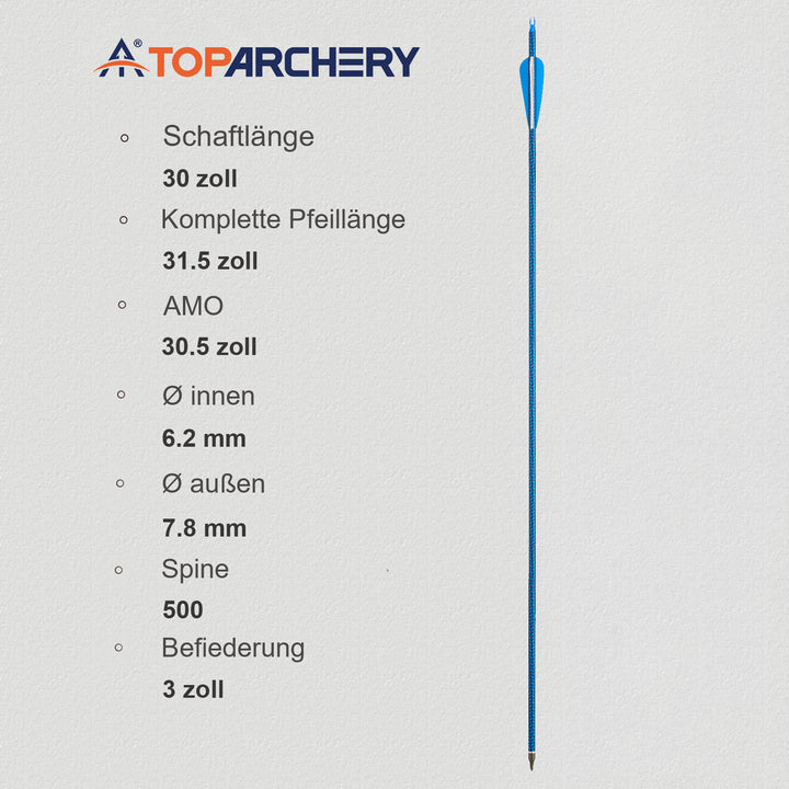 30 Zoll pfeile für Recurvebogen,compoundbow carbon pfeile mit vanes,soine 500-12 pcs