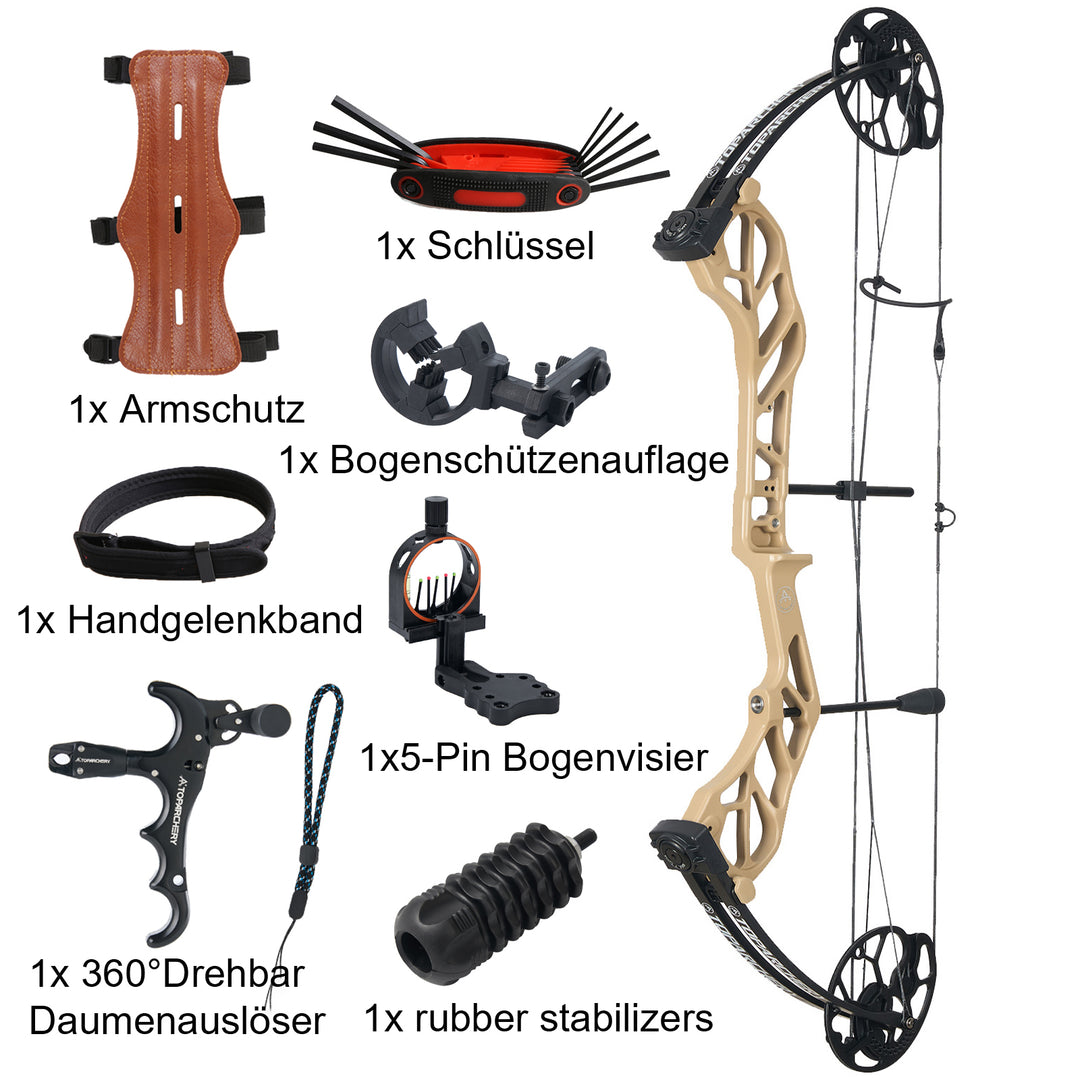 TopArchery Compoundbogenset 19-70 LBS Einstellbare Jagd Compound Bogen für Erwachsene Jugend Anfänger Outdoor-Schießen Bogenschießen Set