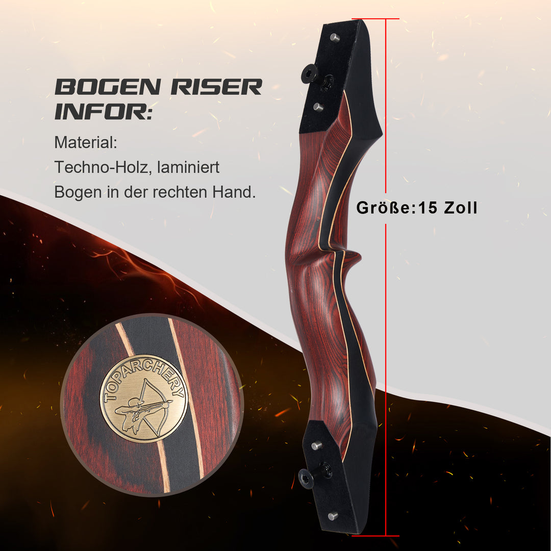 TopArchery 60" Takedown Recurve Bogen für Erwachsene Holzgriff Rechtshand Jagdbogen 30-50 lbs