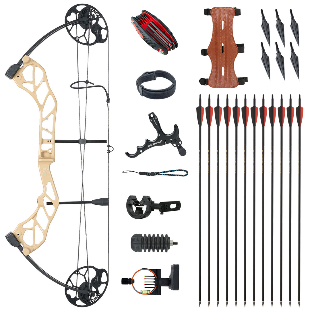 Compoundbogen und pfeile Set Bogenset für Bogenschießen Sportbogen,19-70 lbs 320fps Jagdausrüstung mit Komplettes Zubehör Kit