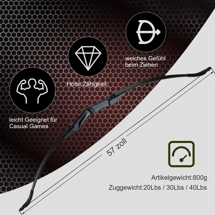 Huntingdoor 57 Zoll Takedown Recurvebogen set mit Doppel Pfeilauflage für Anfänger