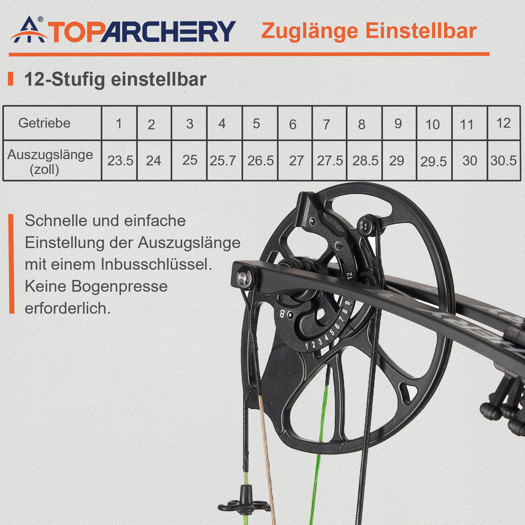 Compoundbogen und pfeile für Jagd & Sport - 30-70 lbs Einstellbar, 310 fps, 70% Let-Off - Kompakter Bogen für Erwachsene & Jugendliche