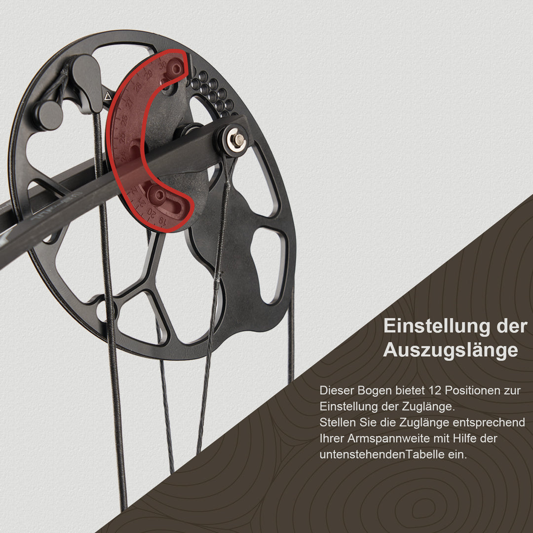 19-70 lbs Compoundbogen，IBO 320fps,Let-Off 80%