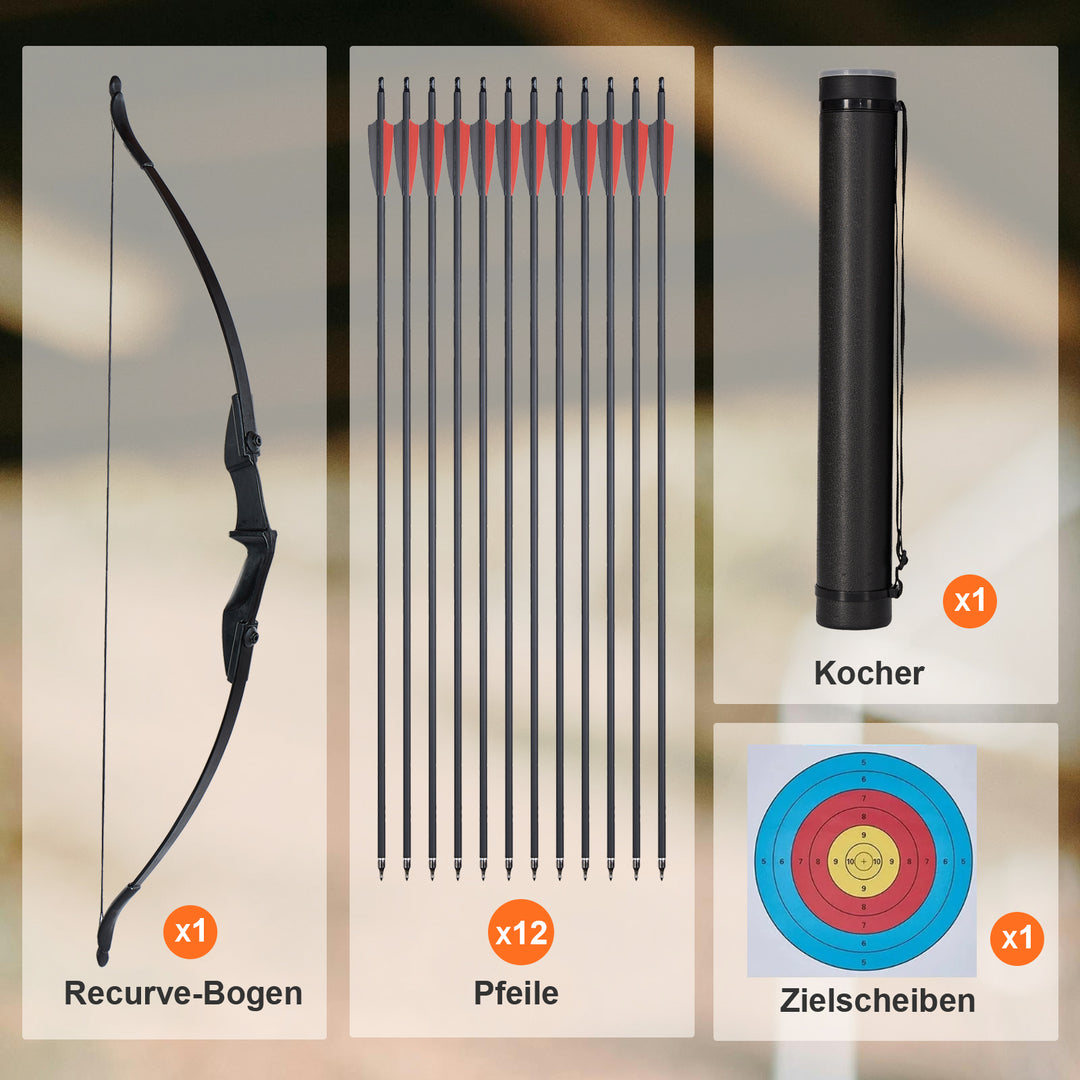 Huntingdoor 57 Zoll Takedown Recurvebogen set mit Doppel Pfeilauflage für Anfänger