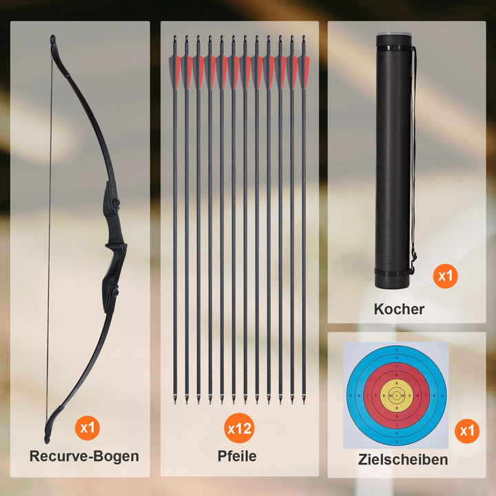 Huntingdoor 57 Zoll Takedown Recurvebogen set mit Doppel Pfeilauflage für Anfänger