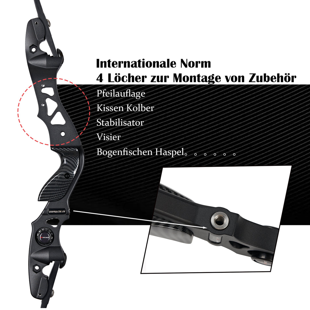 Huntingdoor ILF recurvebogen - 62 Zoll - 25-55 lbs - Take Down Recurvebogen