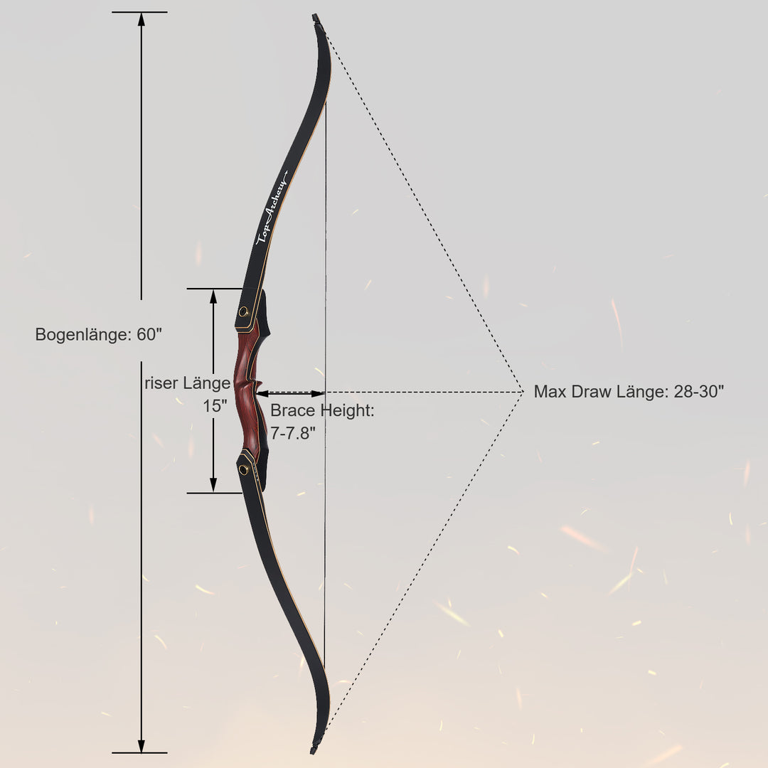 TopArchery 60" Takedown Recurve Bogen für Erwachsene Holzgriff Rechtshand Jagdbogen 30-50 lbs