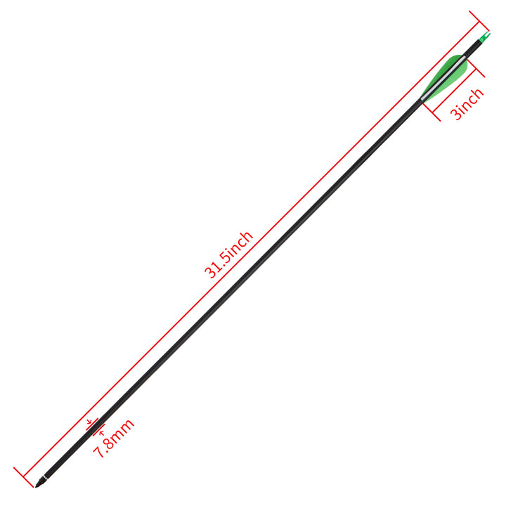 Huntingdoor 12er Pfeile für Bogenschießen 31.5"Carbonpfeile für Recurvebogen