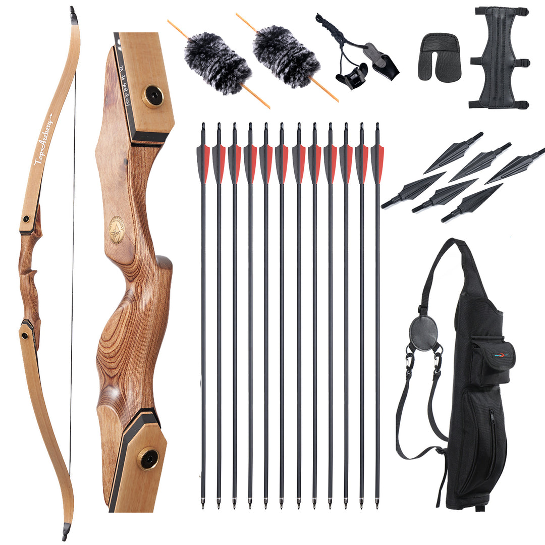 TopArchery recurvebogen mit Bogenschießen Zubehör,Pfeil und Bogen Komplettpaket –  ideal für Outdoor und Training25-50lbs