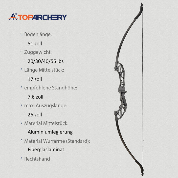Huntingdoor Pfeil und Bogen, 20 -55 lbs Recurvebogen für Anfänger im Bogenschießen mit Bogenschießzubehör