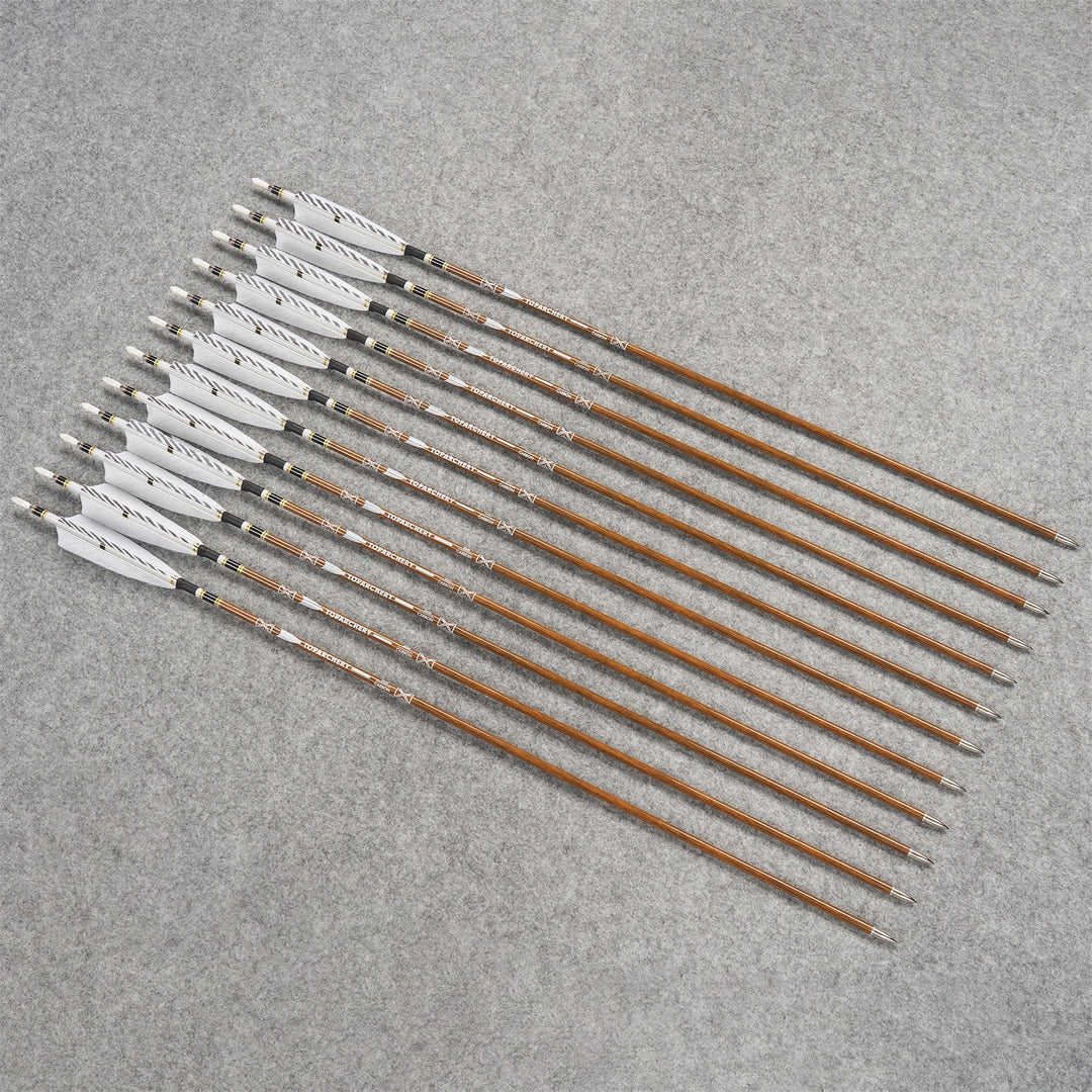ILF 62-Zoll-Recurvebogen- und Pfeilset, 25–60 lbs, Recurvebogen mit 12 Pfeilen aus reinem Carbon mit echten Federn, Versand aus Deutschland
