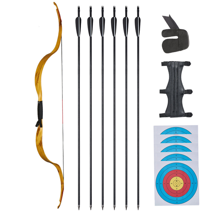 25 lbs Reiterbogen set für Anfänger – 50 Zoll Traditioneller Recurvebogen Ideal für Bogenschießen Einsteiger & Training