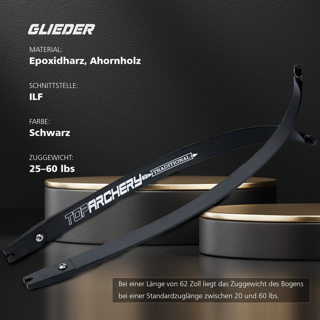 62" ILF Recurve Bogen aus Alu mit Carbonpfeilen, Profi recurvebogen set für Bogenschießen im Verein & 3D-Parcours