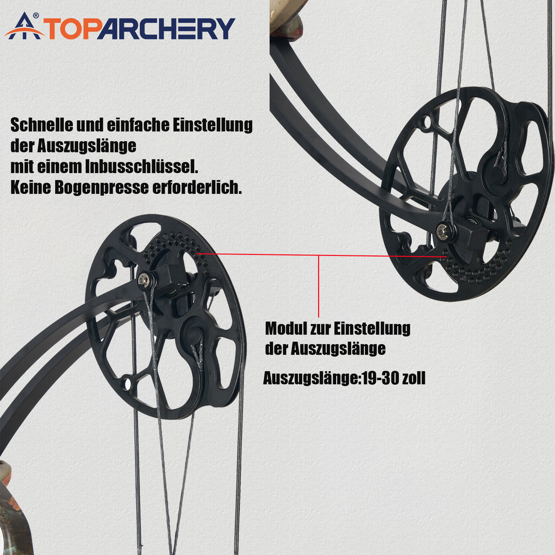 TopArchery Compoundbogenset 19-70 LBS Einstellbare Jagd Compound Bogen für Erwachsene Jugend Anfänger Outdoor-Schießen Bogenschießen Set