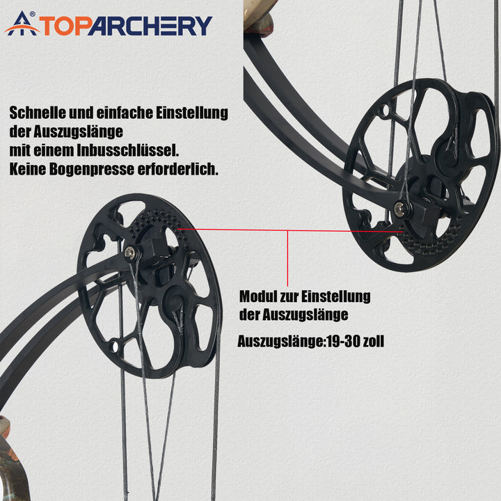 TopArchery Compoundbogenset 19-70 LBS Einstellbare Jagd Compound Bogen für Erwachsene Jugend Anfänger Outdoor-Schießen Bogenschießen Set