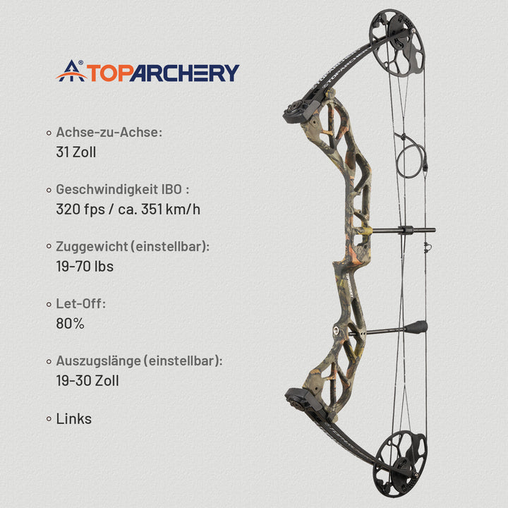 Compoundbogen -Links-19-70 lbs-Toparchery